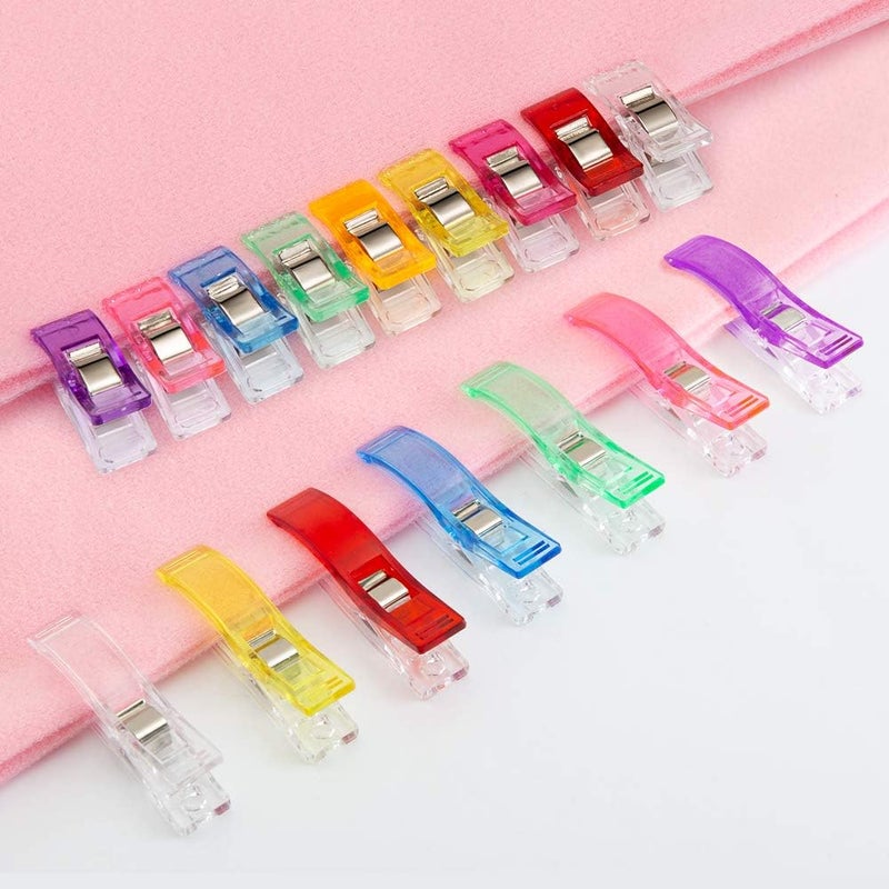 Doukey Sewing Clips 100 Pcs Quilting Clips 80 Small +20 Large Fabric Clips Assorted Colors & Sizes, Multipurpose Plastic Clips Craft Clips Sewing Supplies Quilting Accessories Crafting Tools - Image 2